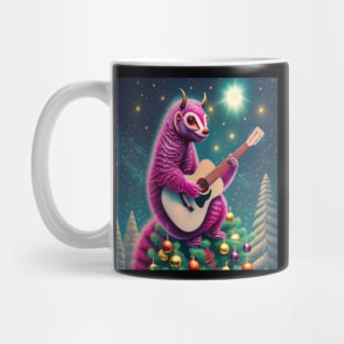 Christmas tree demon Pangolin playing guitar Mug